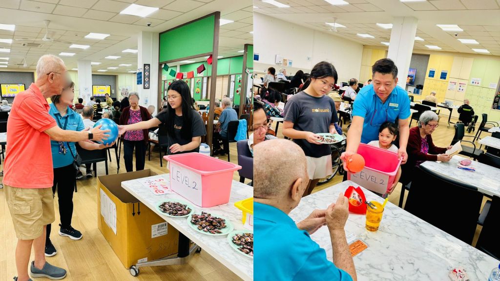 Alby and Natalie’s station in action: aim, throw, celebrate!
