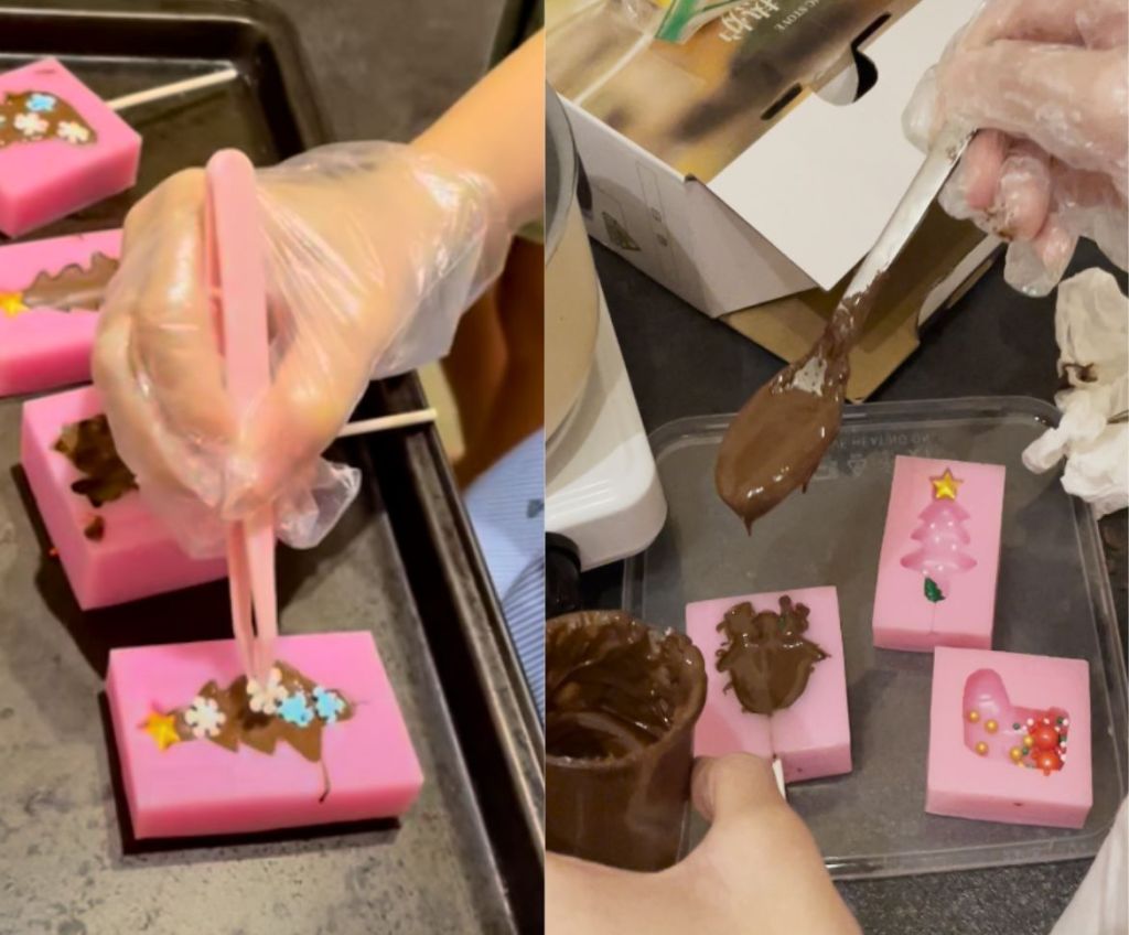 Hands-on Choco Pop activity led by SmolBoss at GIC Christmas CSR event for children and family