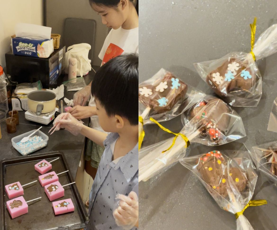 Hands-on Choco Pop activity led by SmolBoss at GIC Christmas CSR event for children and caregivers